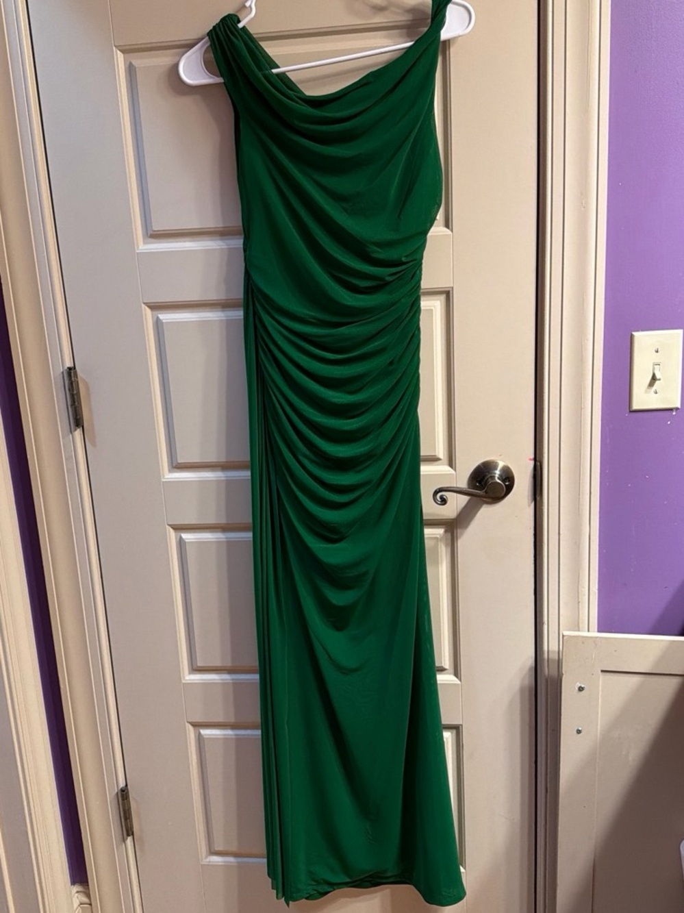 Bardot Emerald Green One-Shoulder Draped Gown